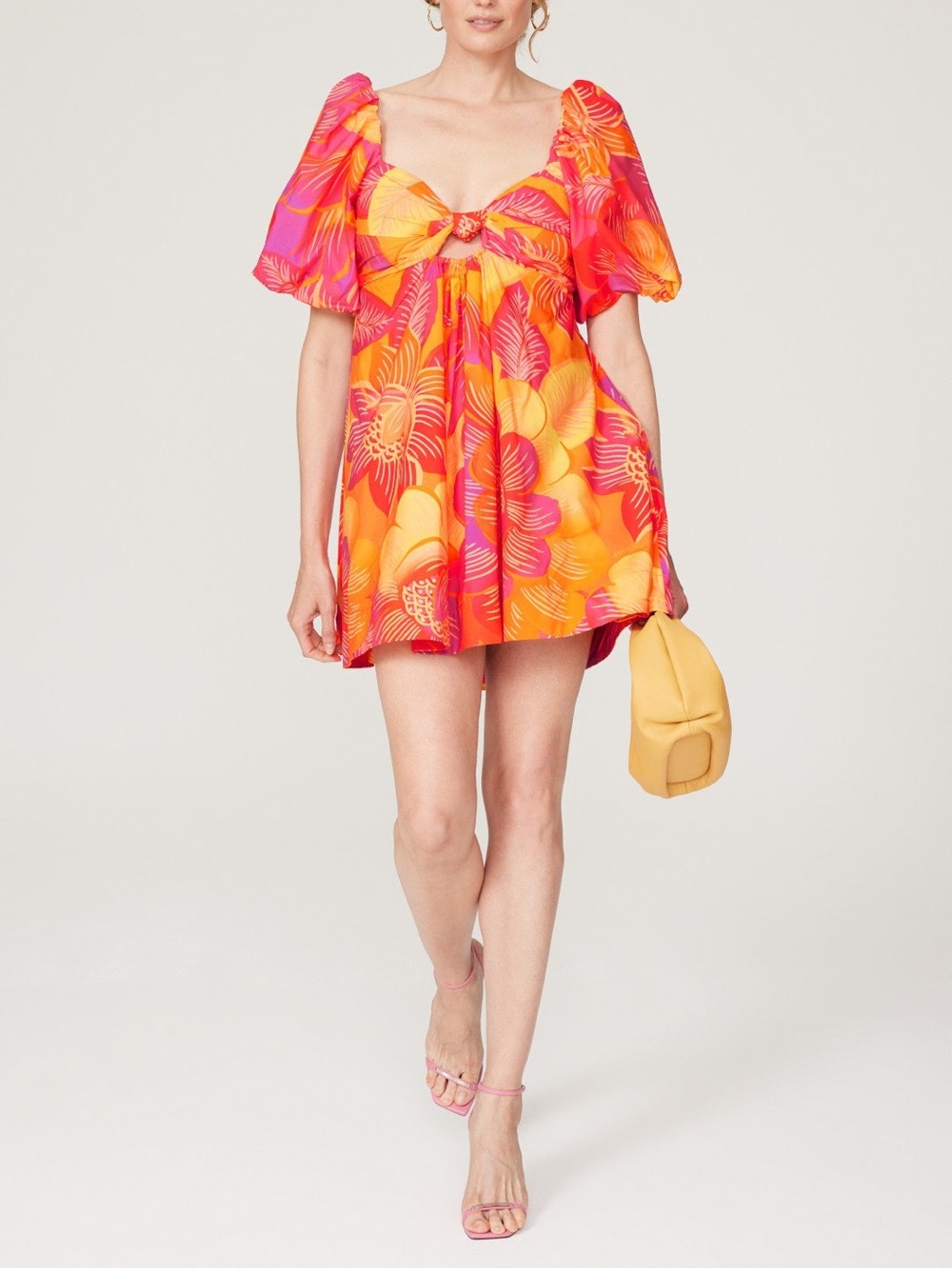FARM Rio Pink & Orange Summer Garden Mini Dress